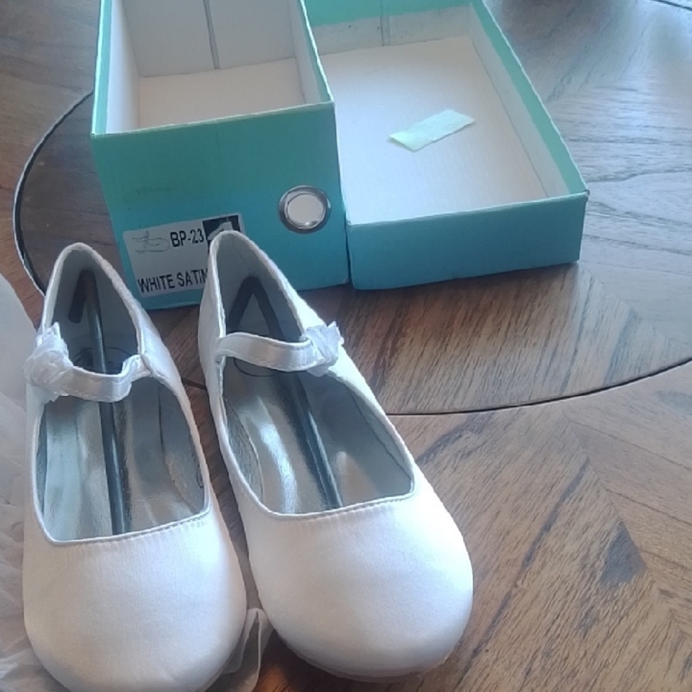 White Satin Flats